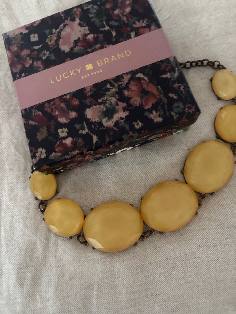 Lucky Brand Mustard Yellow Oval Statement Necklace